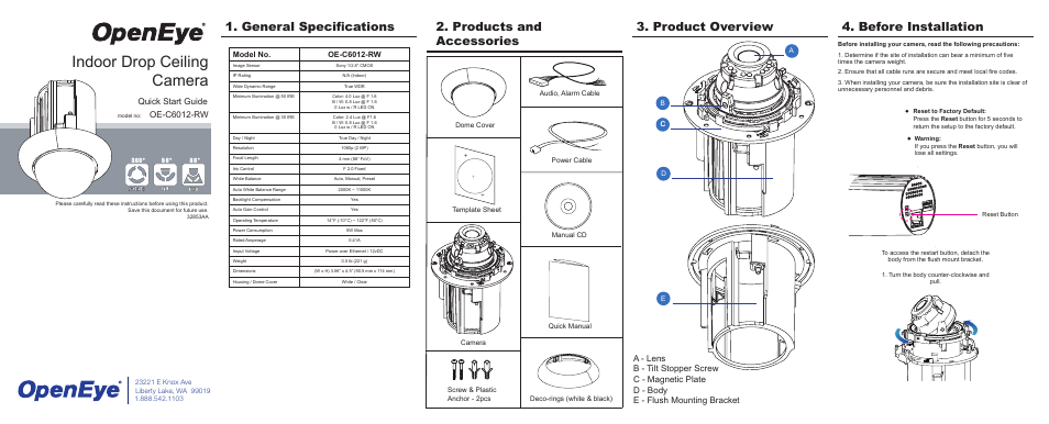 OpenEye OE-C6012-RW Quick Start User Manual | 2 pages