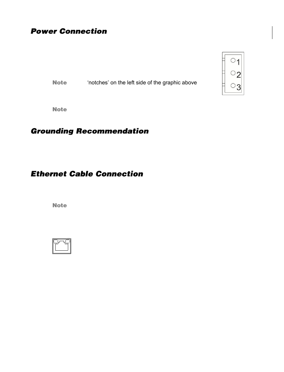 Power connection, Grounding recommendation, Ethernet cable connection | OpenEye CM-816 User Manual | Page 16 / 59