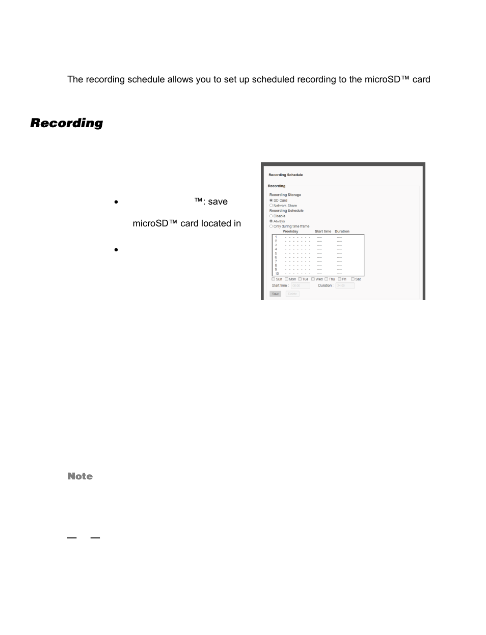 Recording schedule, Recording | OpenEye CM-816 User Manual | Page 51 / 59