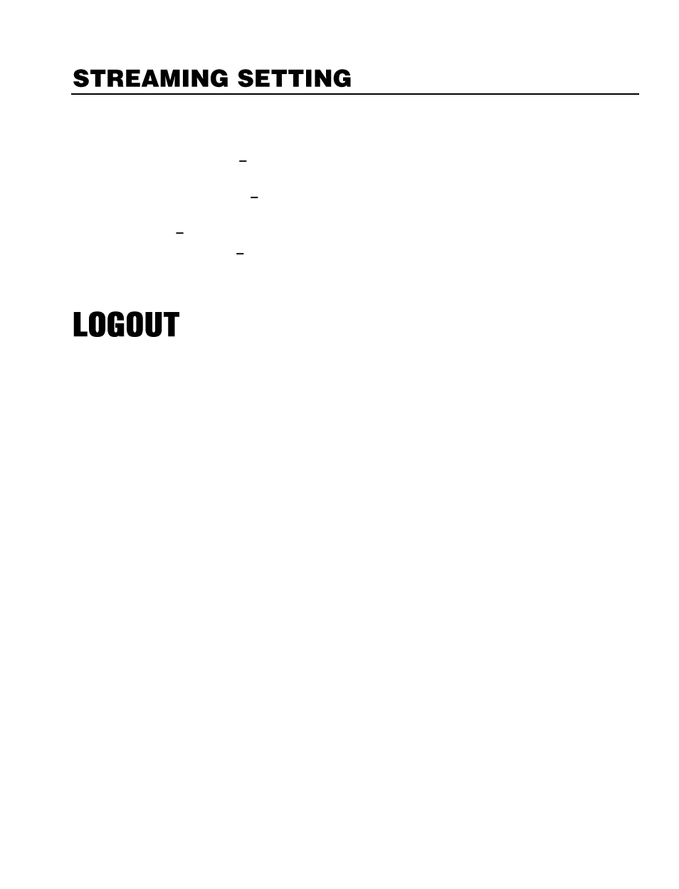 Streaming setting, Audio, Logout | OpenEye CM-816 User Manual | Page 56 / 59