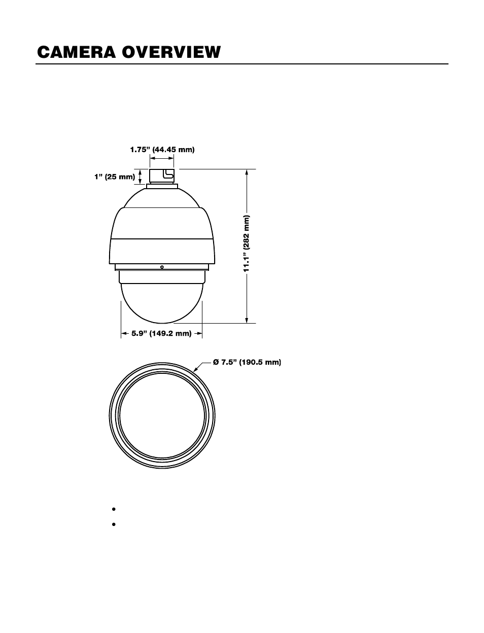 Camera overview, Dimensions | OpenEye CM-512 User Manual | Page 14 / 77