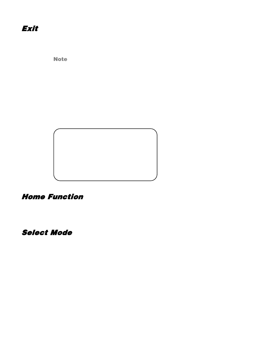 Exit, Home setting, Home function | Select mode | OpenEye CM-512 User Manual | Page 45 / 77
