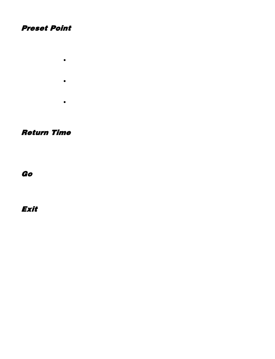 Preset point, Return time, Exit | OpenEye CM-512 User Manual | Page 46 / 77