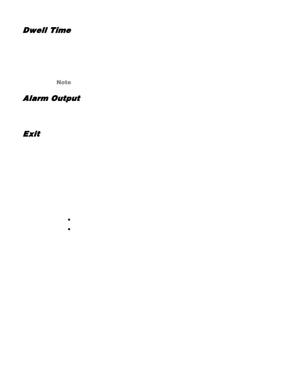 Dwell time, Alarm output, Exit | Wide dynamic range (wdr) | OpenEye CM-512 User Manual | Page 50 / 77