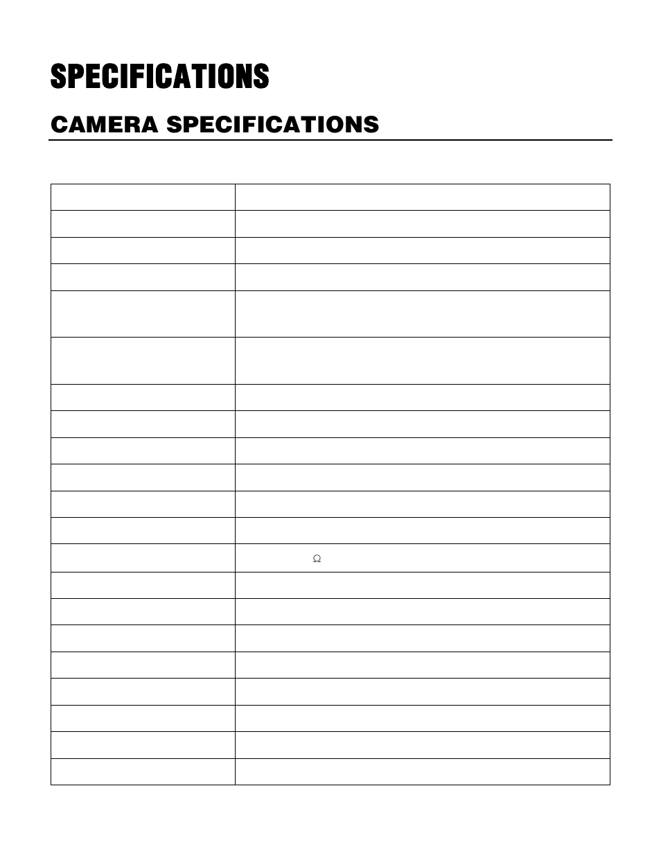 Specifications, Camera specifications | OpenEye CM-512 Installation Manual User Manual | Page 28 / 31