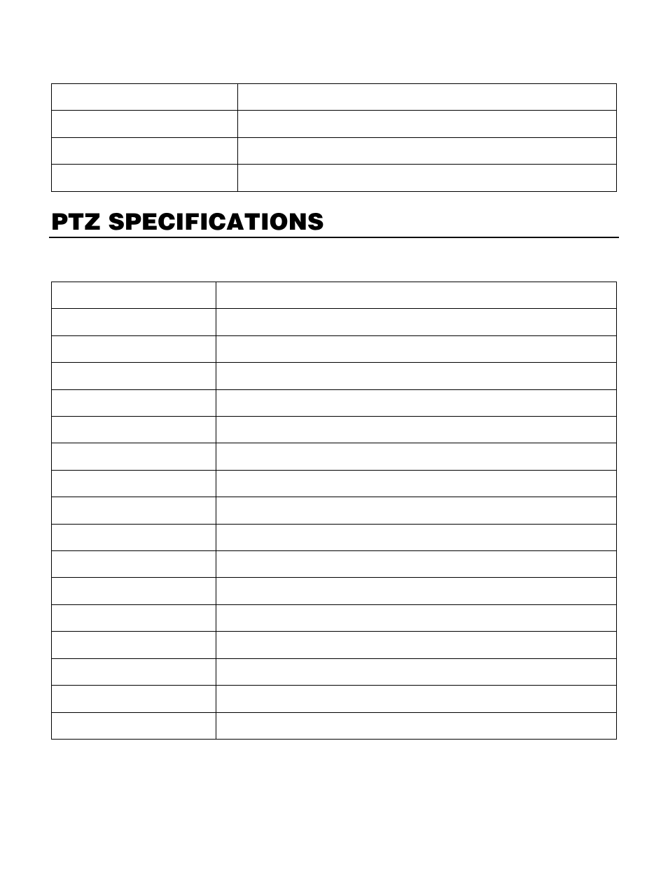 Ptz specifications | OpenEye CM-512 Installation Manual User Manual | Page 29 / 31