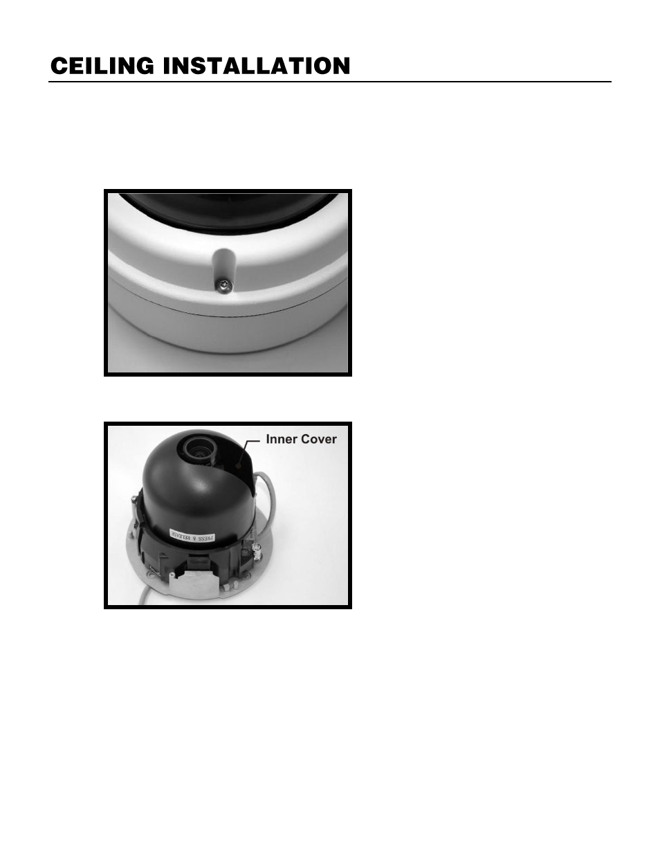 Ceiling installation | OpenEye OE-C7163 User Manual | Page 14 / 58