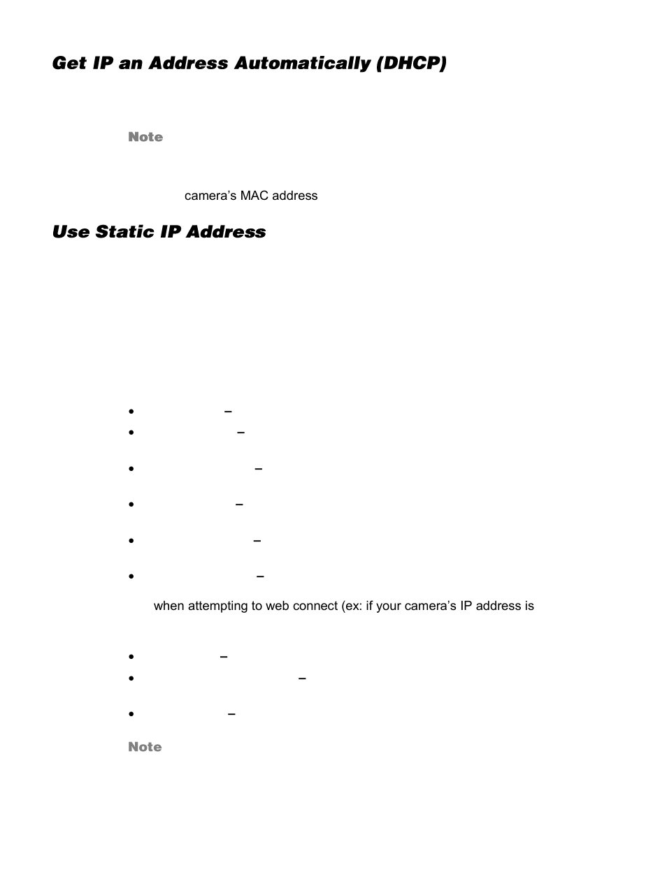 Get ip an address automatically (dhcp), Use static ip address | OpenEye OE-C7163 User Manual | Page 31 / 58