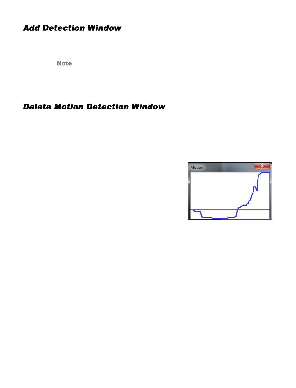 Add detection window, Delete motion detection window, Motion window | OpenEye OE-C7163 User Manual | Page 36 / 58