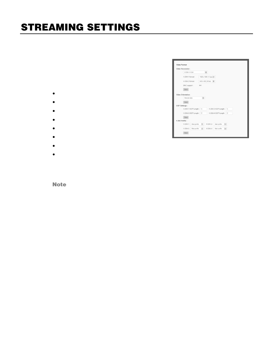 Streaming settings, Video resolution | OpenEye OE-C7163 User Manual | Page 37 / 58