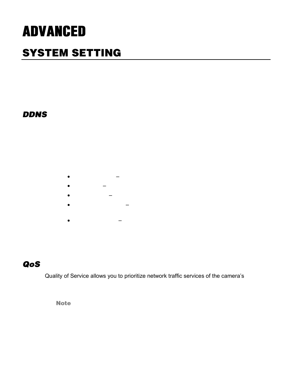 Advanced, System setting, Network setup | Ddns, Network advanced | OpenEye OE-C7163 User Manual | Page 41 / 58