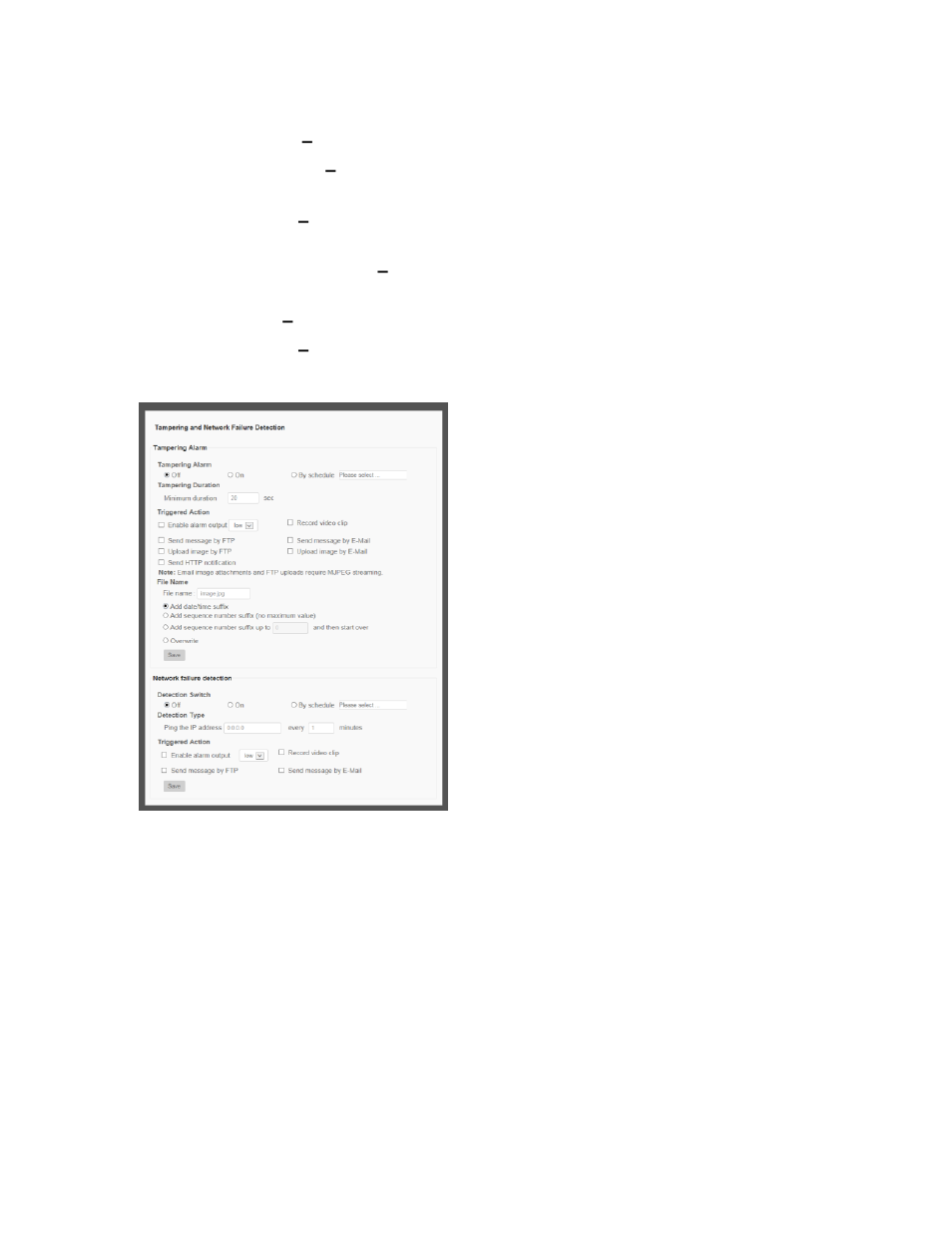 Tampering and network failure detection | OpenEye OE-C7163 User Manual | Page 45 / 58