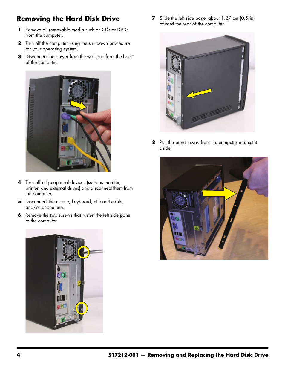 Removing the hard disk drive | Compaq 517212-001 User Manual | Page 6 / 26