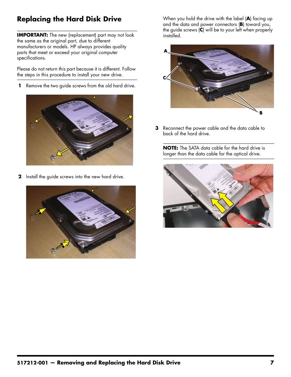 Replacing the hard disk drive | Compaq 517212-001 User Manual | Page 9 / 26