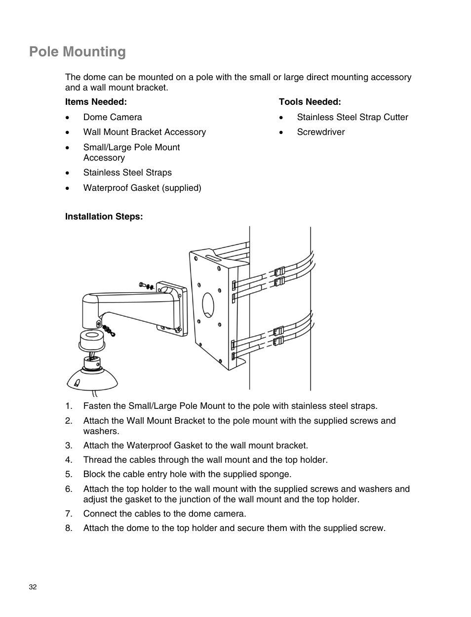 Pole mounting | OpenEye CM-814 User Manual | Page 32 / 81