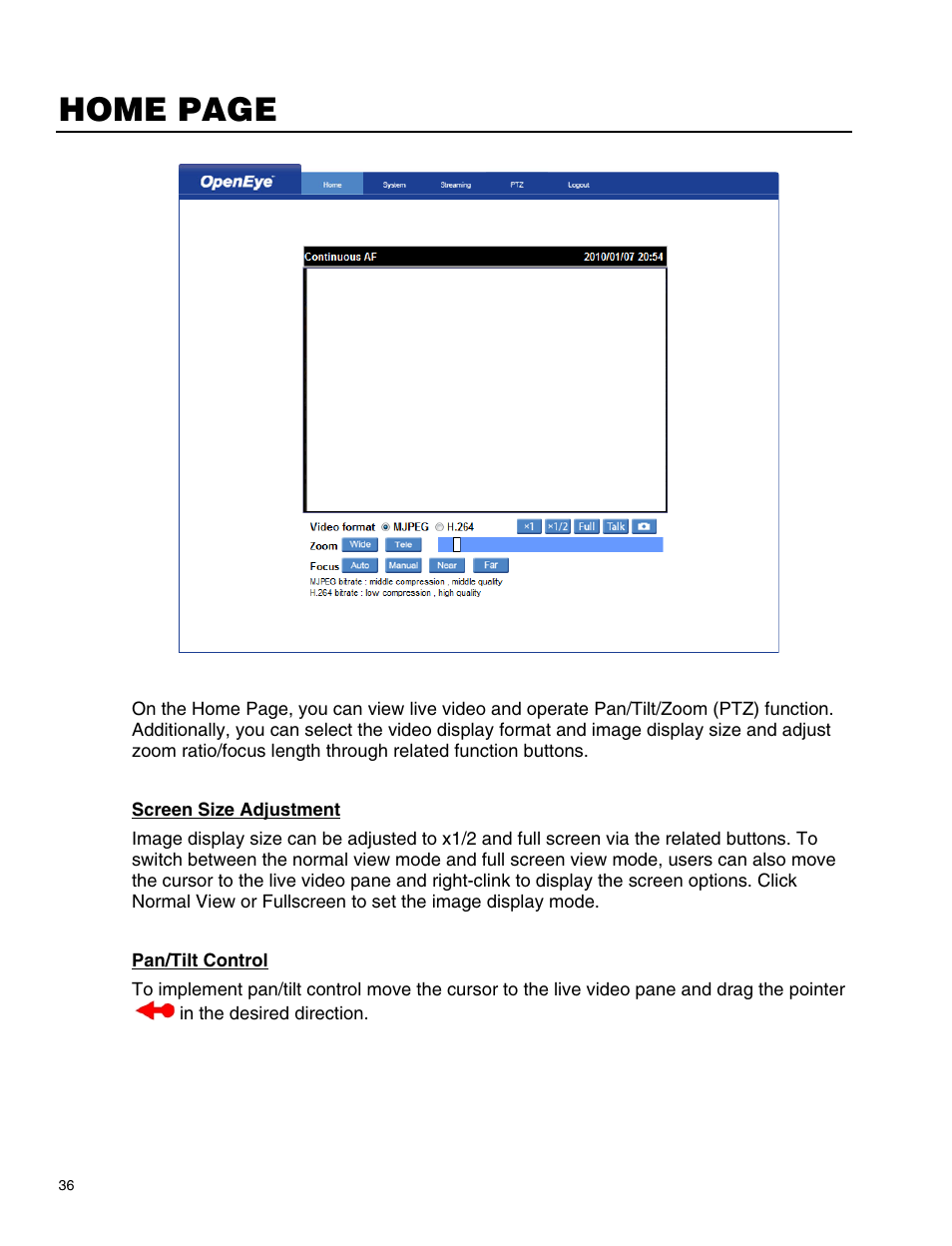 Home page | OpenEye CM-814 User Manual | Page 36 / 81