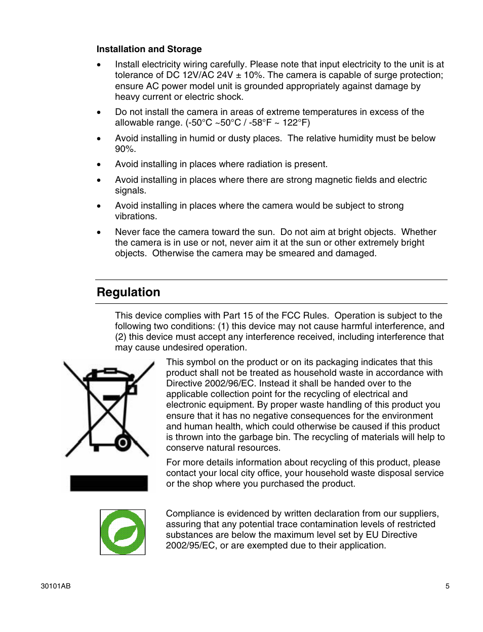 Regulation | OpenEye CM-814 User Manual | Page 5 / 81