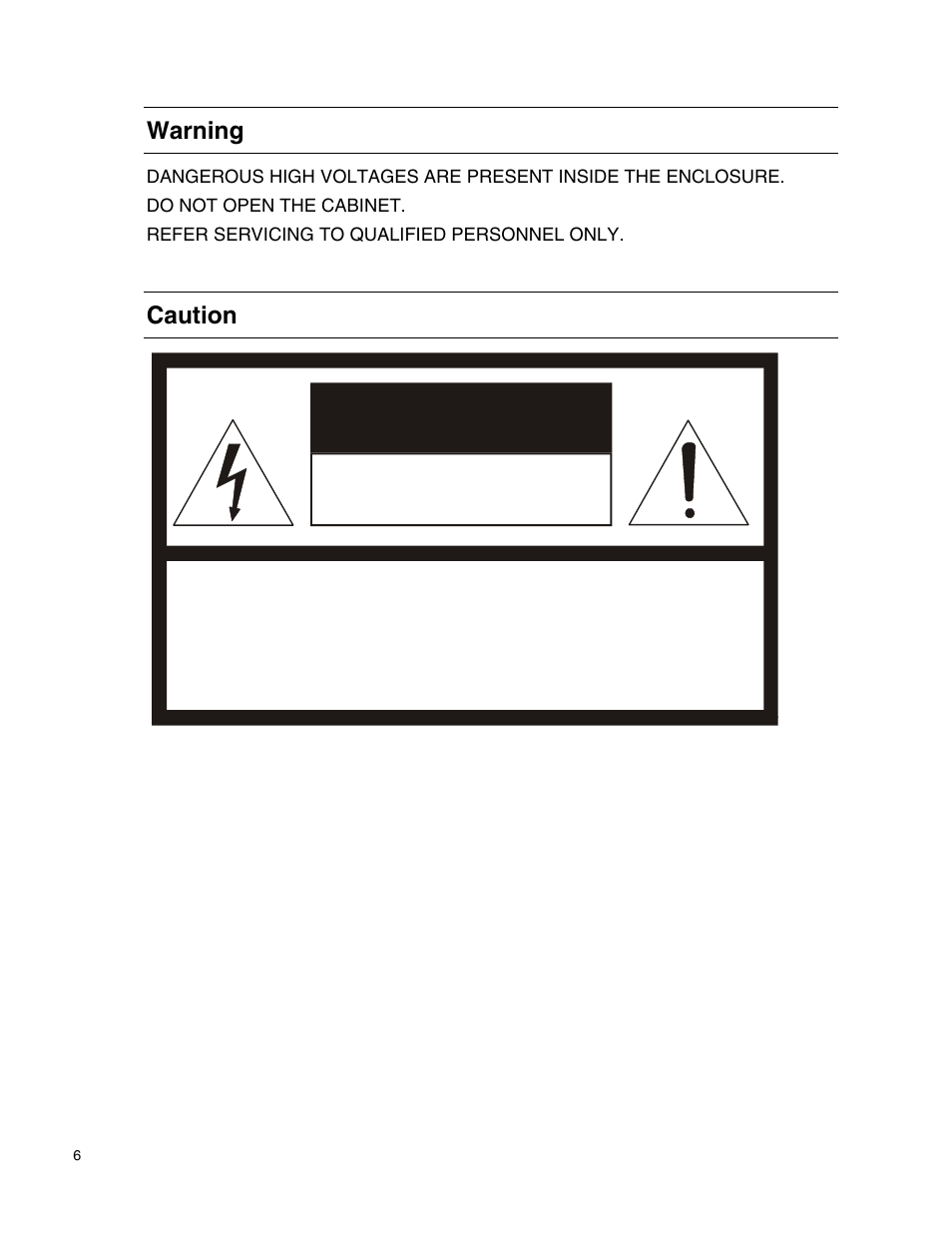Risk of electric shock do not open | OpenEye CM-814 User Manual | Page 6 / 81