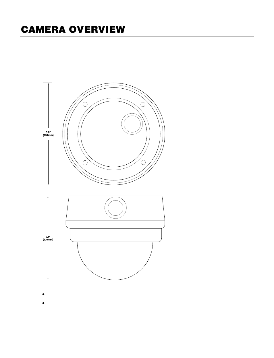 Camera overview, Dimensions | OpenEye CM-730 User Manual | Page 13 / 71