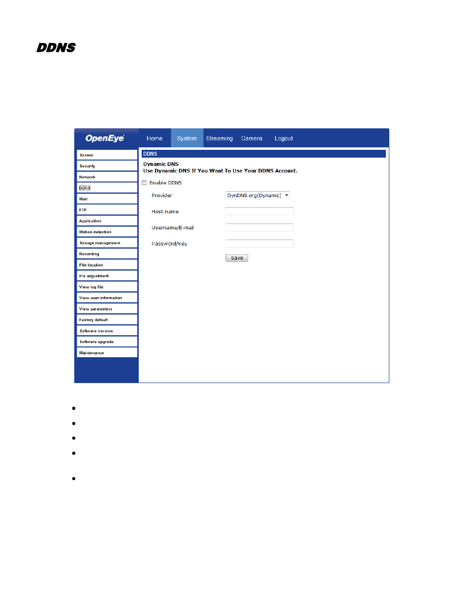 Ddns | OpenEye CM-730 User Manual | Page 37 / 71
