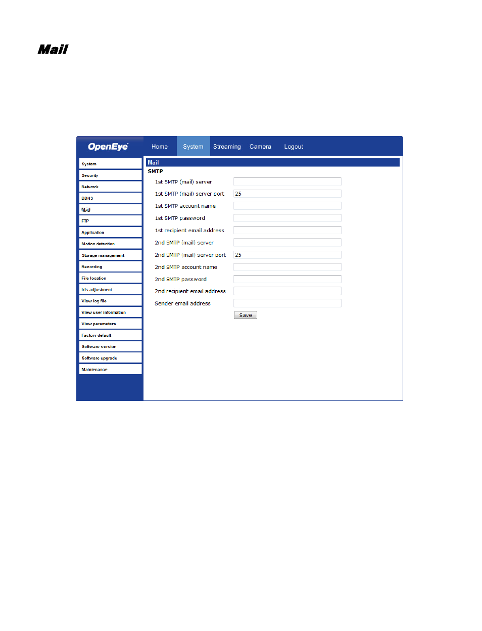 Mail | OpenEye CM-730 User Manual | Page 38 / 71