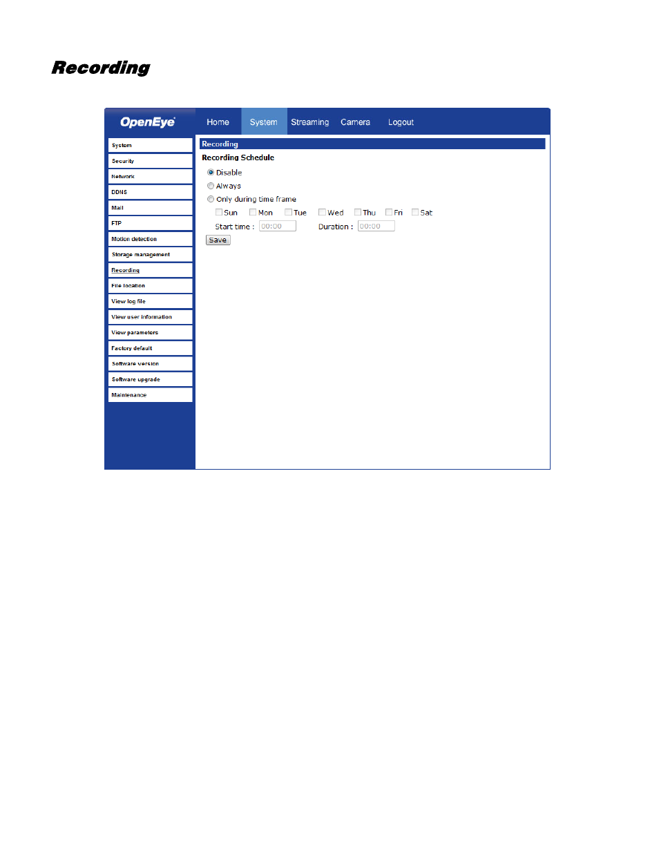 Recording | OpenEye CM-730 User Manual | Page 47 / 71