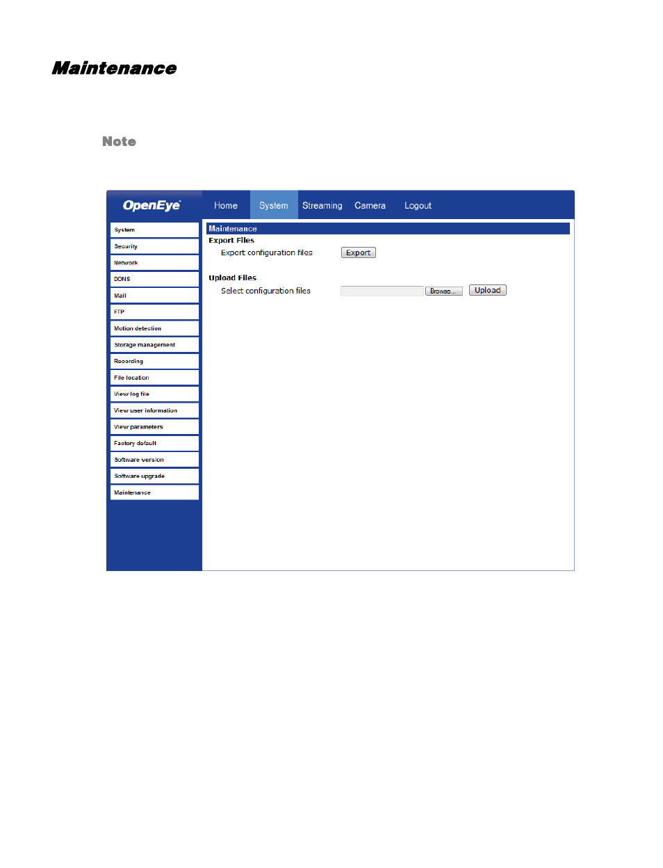 Maintenance | OpenEye CM-730 User Manual | Page 56 / 71