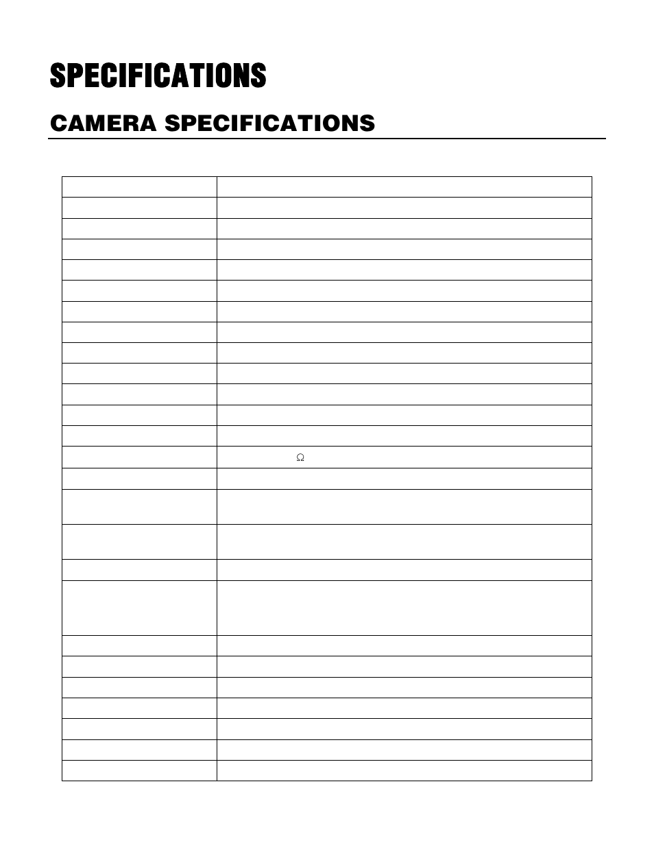Specifications, Camera specifications | OpenEye CM-730 User Manual | Page 68 / 71