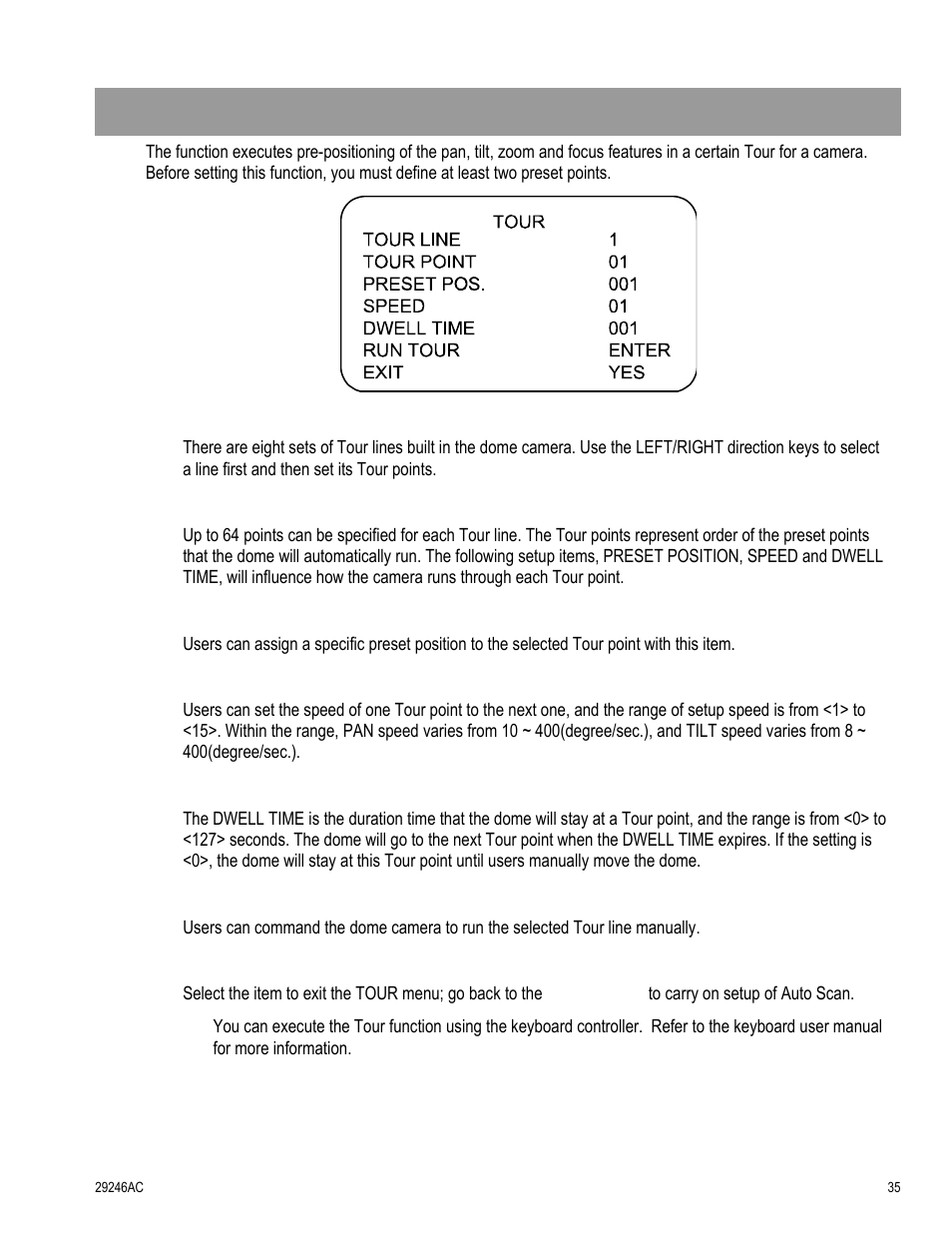 Tour | OpenEye CM-511 User Manual | Page 35 / 55