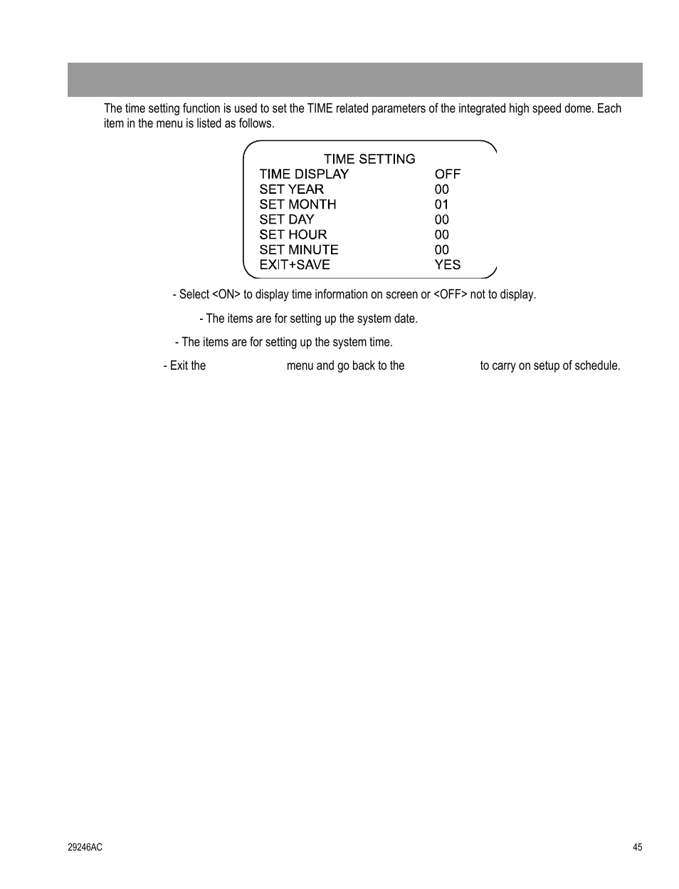 Time setting | OpenEye CM-511 User Manual | Page 45 / 55