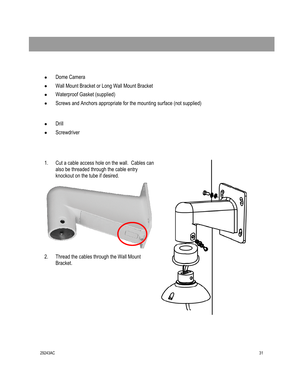 Wall mounting with wall mount bracket | OpenEye CM-511 Installation Manua User Manual | Page 31 / 37