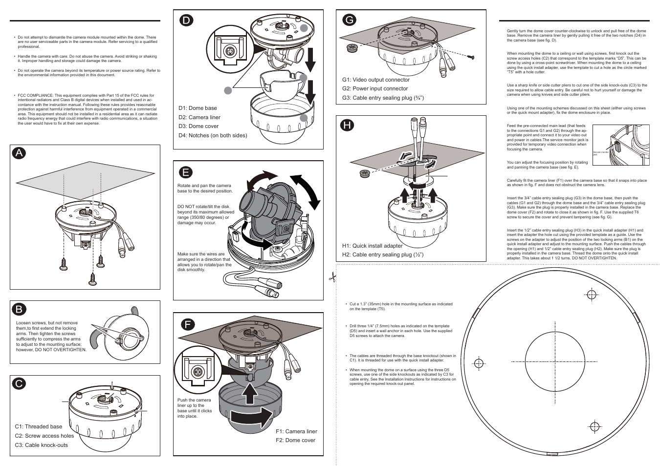 Installation template installation instructions | OpenEye CM-206 User Manual | Page 2 / 2