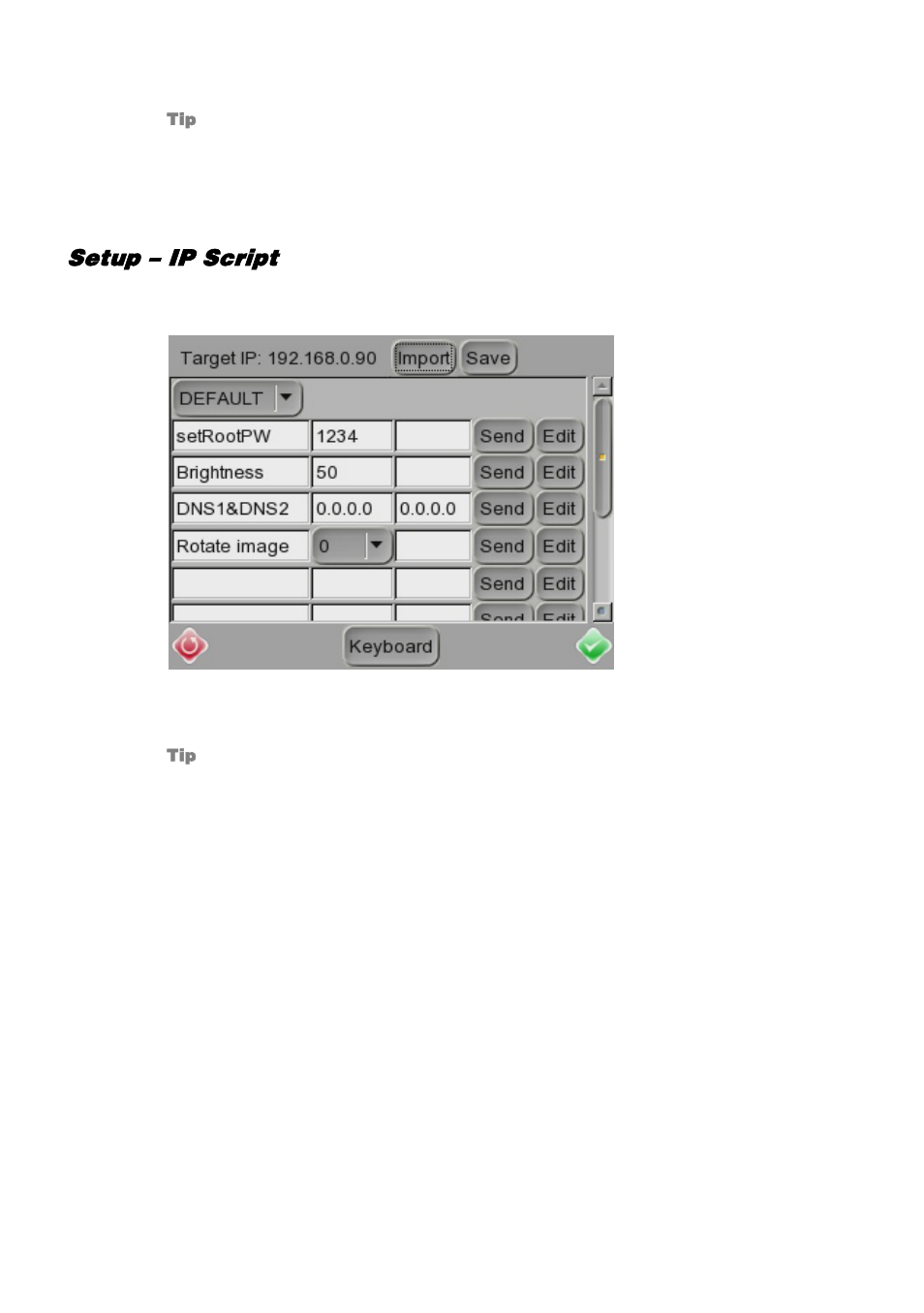 Setup – ip script | OpenEye D4000 User Manual | Page 28 / 34