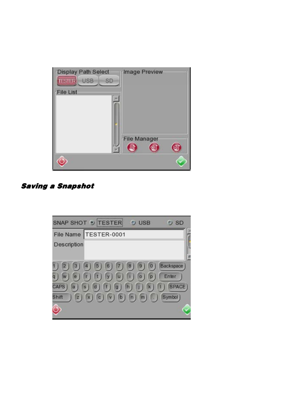Setup – snapshot, Saving a snapshot | OpenEye D4000 User Manual | Page 30 / 34