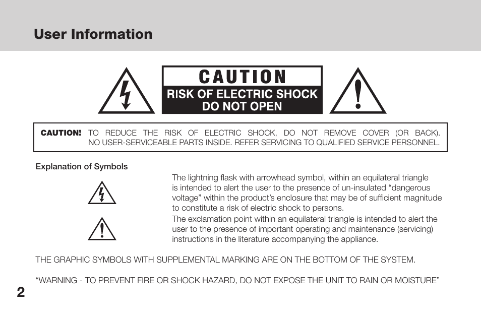 User information | OpenEye CM-135 User Manual | Page 2 / 40