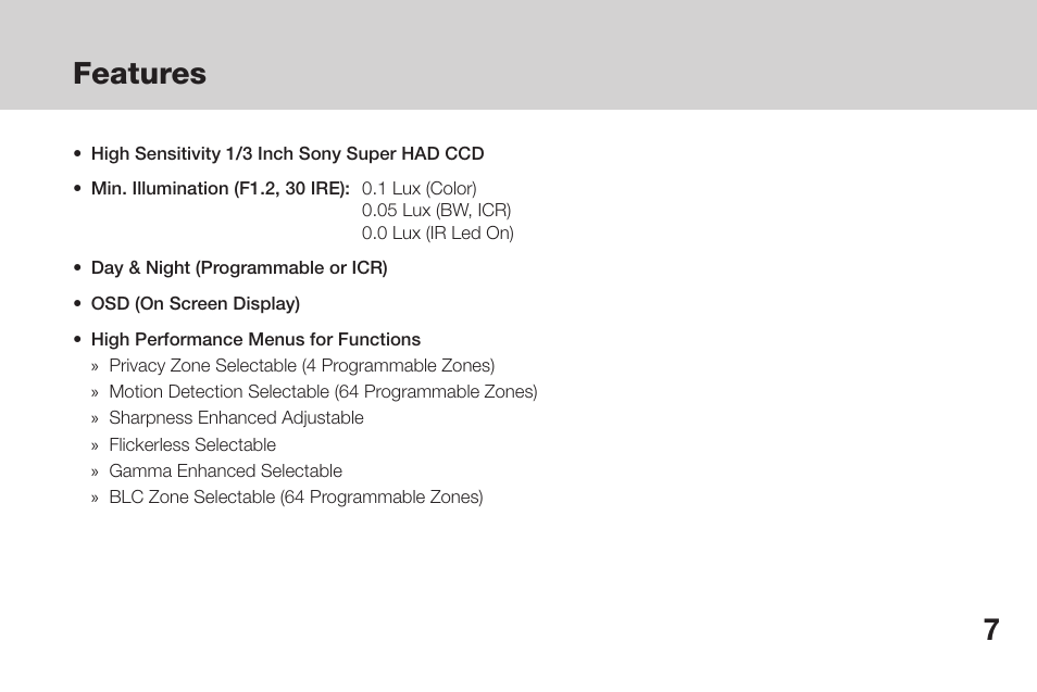 Features | OpenEye CM-135 User Manual | Page 7 / 40