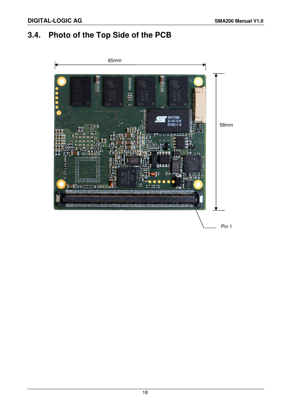 4 photo of the top side of the pcb, Photo of the top side of the pcb | Compaq SmartCore Express SMA200 User Manual | Page 18 / 42