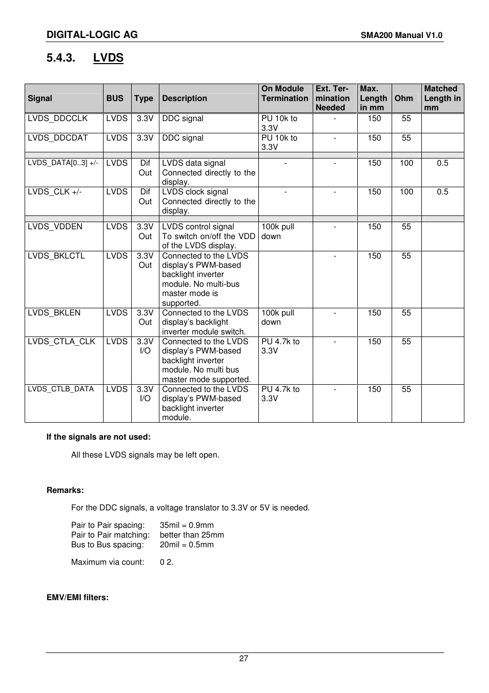 3 lvds, Lvds, Digital-logic ag | Compaq SmartCore Express SMA200 User Manual | Page 27 / 42