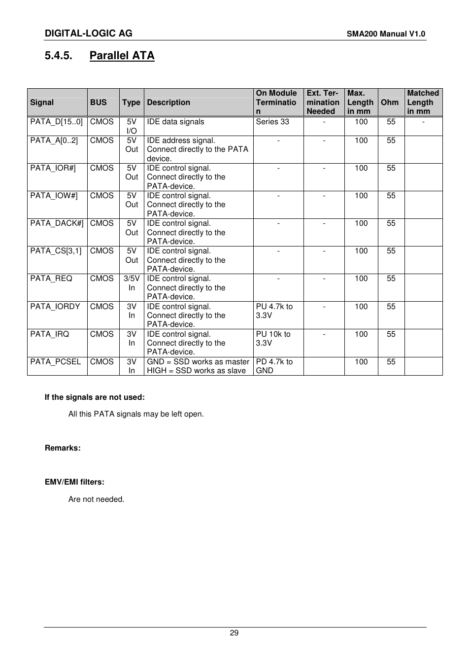5 parallel ata, Parallel ata, Digital-logic ag | Compaq SmartCore Express SMA200 User Manual | Page 29 / 42