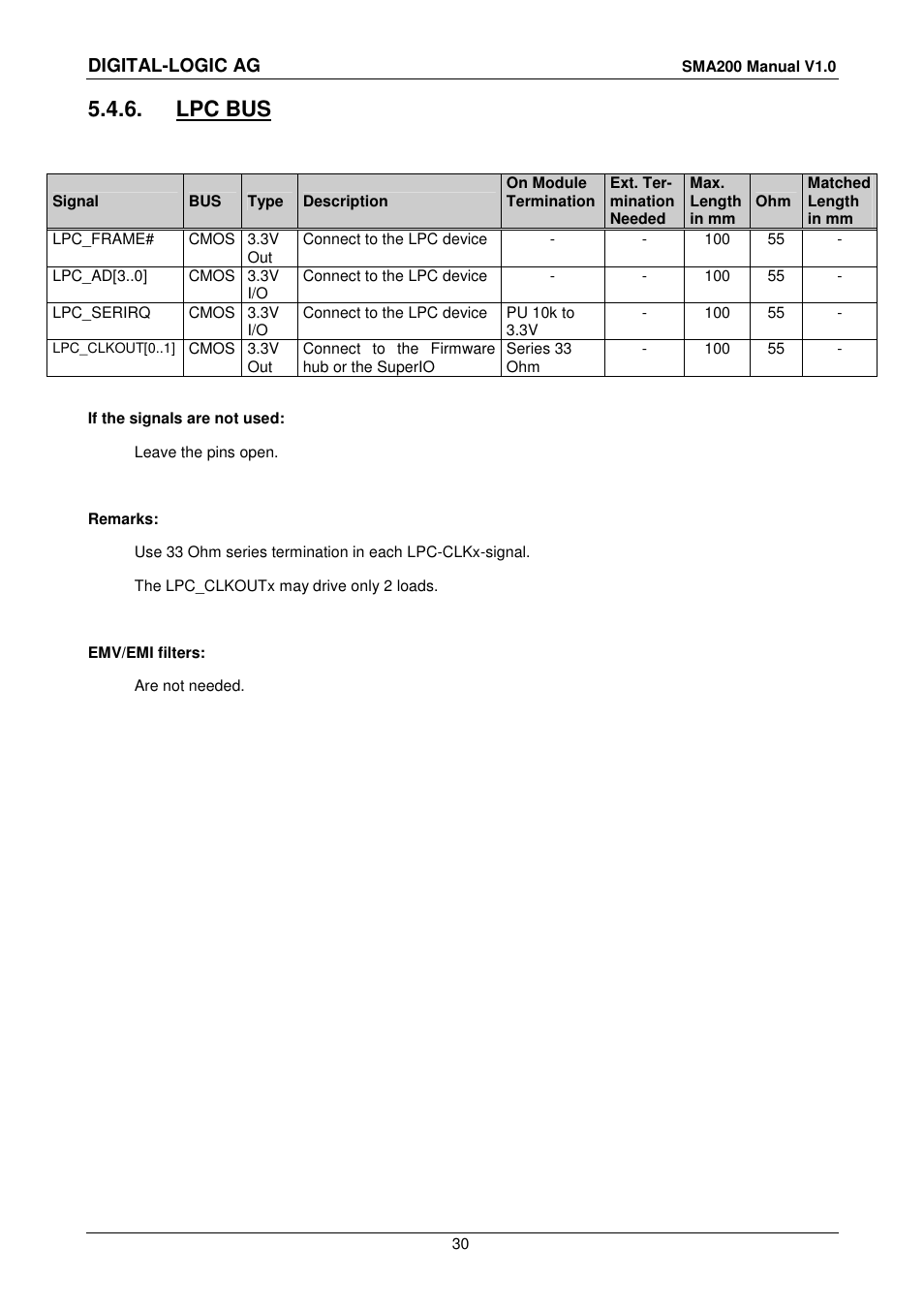 6 lpc bus, Lpc bus, Digital-logic ag | Compaq SmartCore Express SMA200 User Manual | Page 30 / 42