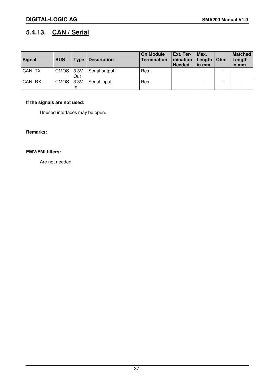 13 can / serial, Can / serial, Digital-logic ag | Compaq SmartCore Express SMA200 User Manual | Page 37 / 42