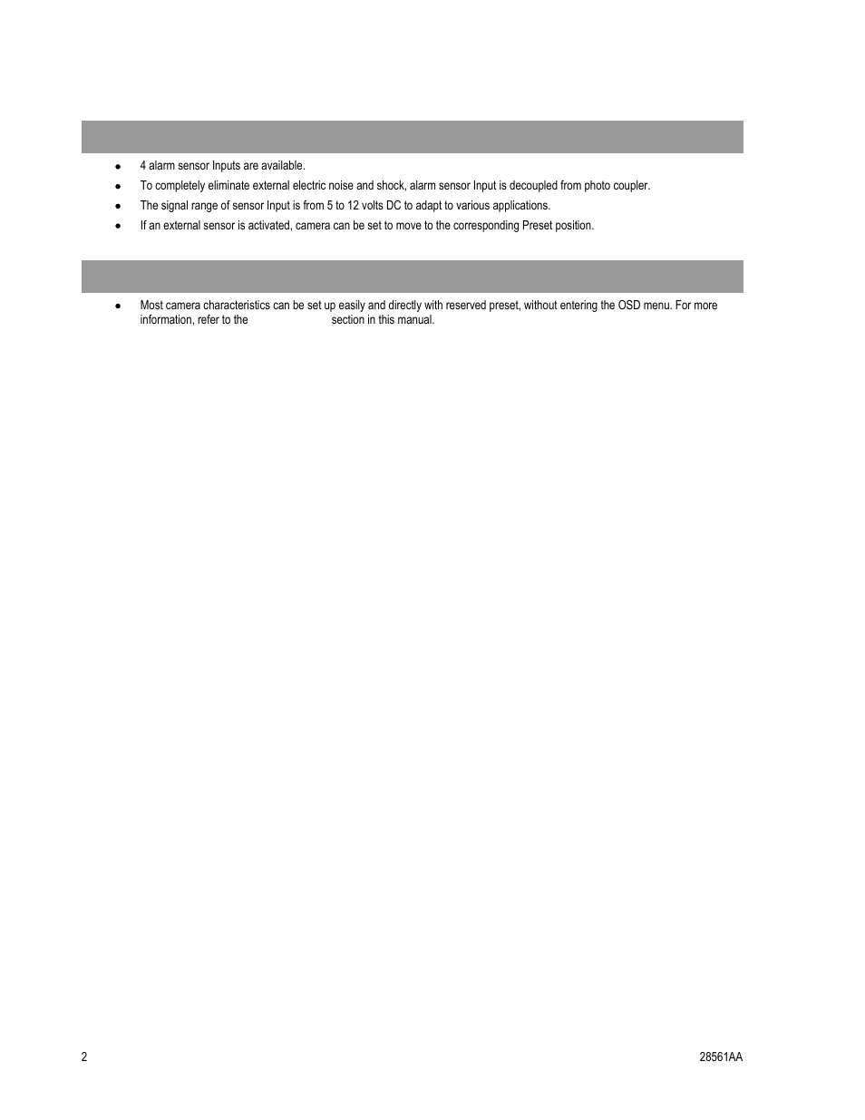 Alarm i/o functions, Reserved presets for special purpose | OpenEye CM-410 User Manual | Page 12 / 50