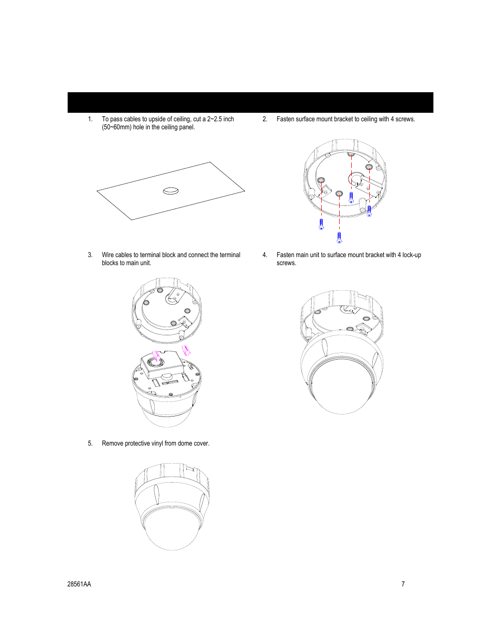 Installation, Direct installation on the ceiling | OpenEye CM-410 User Manual | Page 17 / 50