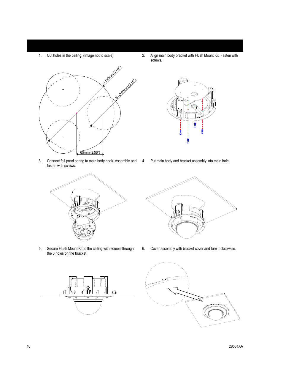 Installation with flush mount kit | OpenEye CM-410 User Manual | Page 20 / 50