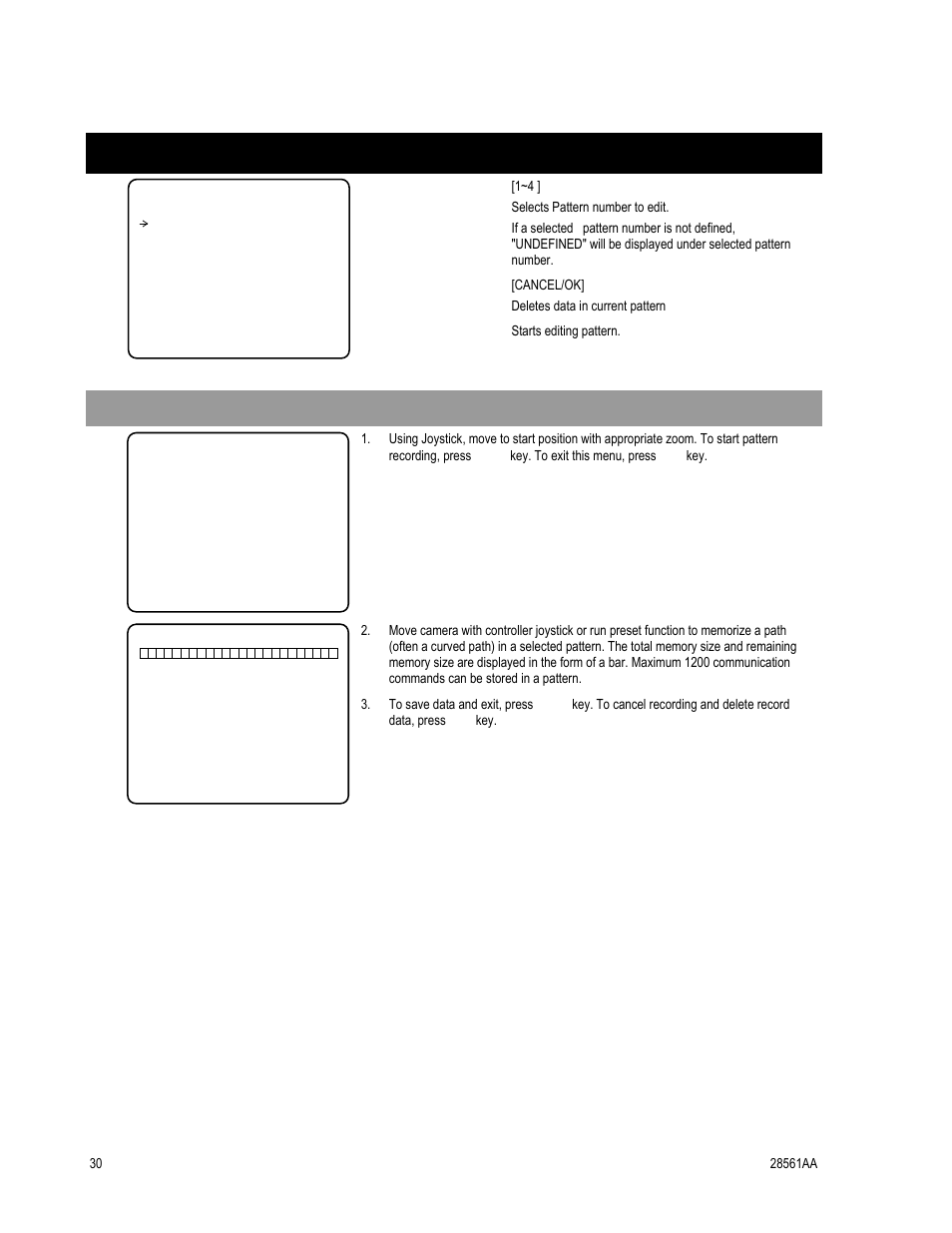 Pattern setup, Edit pattern | OpenEye CM-410 User Manual | Page 40 / 50