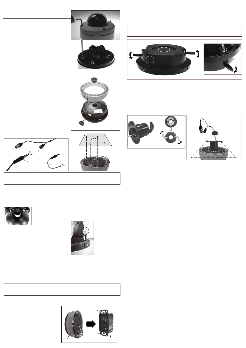 Installation, Jusing the quick install adaptor, Mount using screws | Template, Mount on a us single gang box: k, Flush mount using locking arms | OpenEye CM-305 User Manual | Page 2 / 2