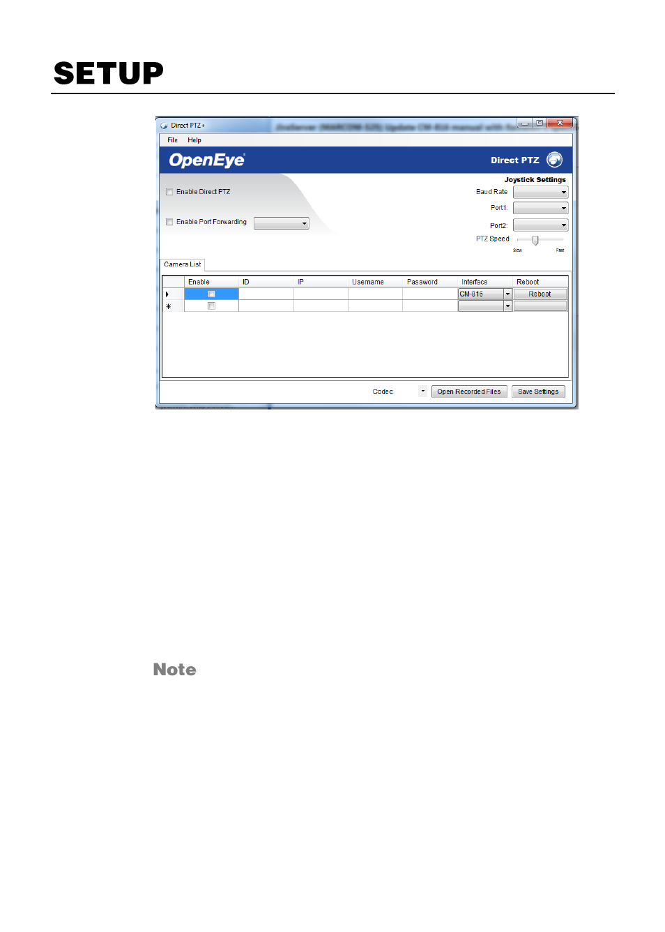 Basic configuration | OpenEye Direct PTZ User Manual | Page 4 / 8