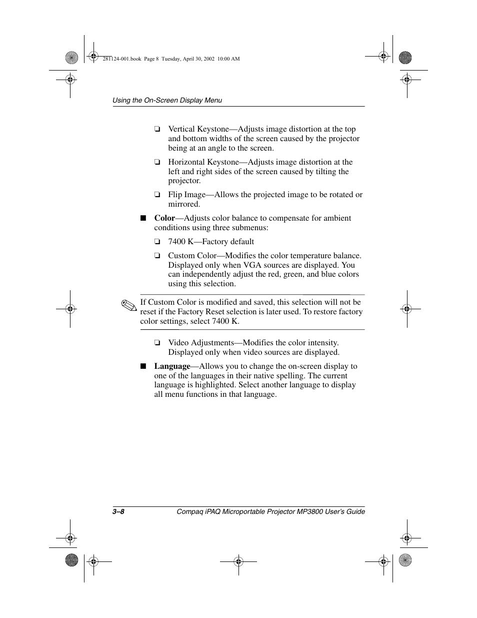 Compaq MP3800 User Manual | Page 30 / 65