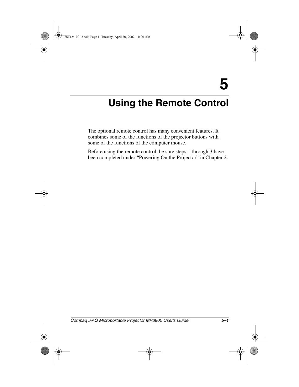 Using the remote control | Compaq MP3800 User Manual | Page 36 / 65