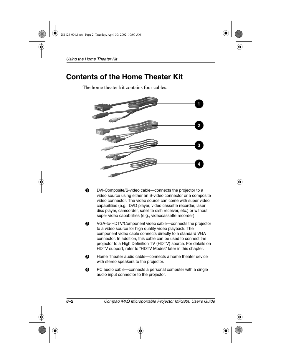 Contents of the home theater kit | Compaq MP3800 User Manual | Page 41 / 65